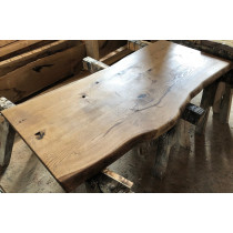 Altholz-Stil Tischplatte, Eiche, Antik geölt, rustikal, verleimt, beidseitige Baumkante, 220x100x4,5 cm Altholz-Stil Tischplatte, Eiche, Antik geölt, rustikal, verleimt, beidseitige Baumkante, 220x100x4,5 cm